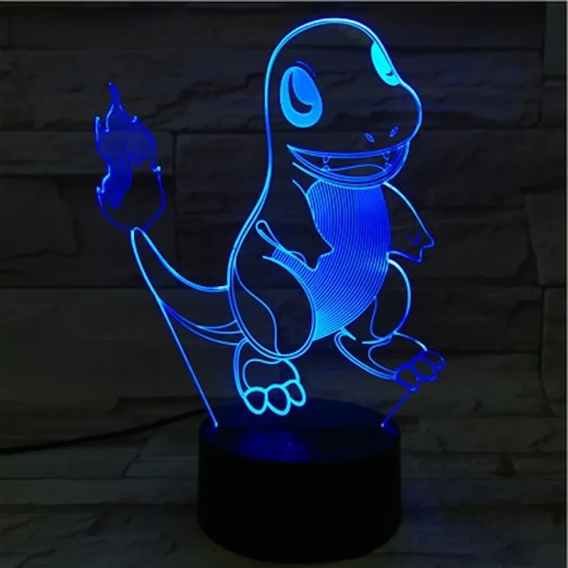 Покемон го Charmander рисунок дети ночник светодиодный сенсорный сенсор атмосферная декоративная лампа подарок спальня прикроватная лампа Charmander