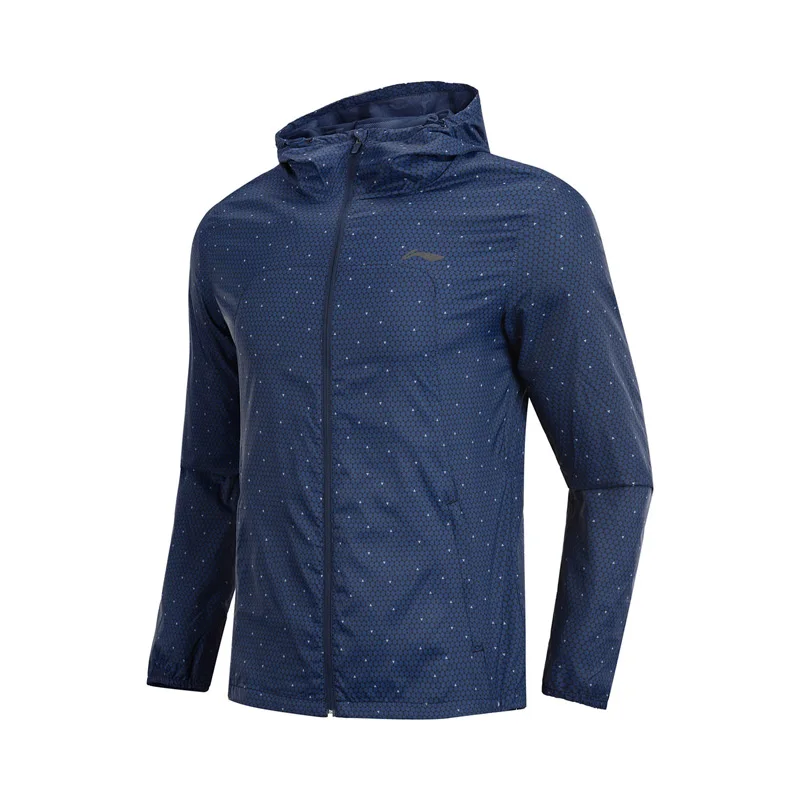 Клиренс) Li-Ning мужские ветровки для бега FC-FREE водонепроницаемые полиэстер Обычная подкладка спортивная куртка AFDP063 MWF389 - Цвет: AFDP063-3H