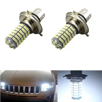

2 Pcs 12V HB2 3528 H4 9003 120-SMD LED Car Light Bulb High Low Beam White 6000K LED Fog Light 480-600LM Headlight Lamp