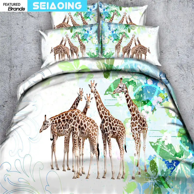 

3d giraffe bedspreads king queen full single size nature scenic duvet cover 3/4pc pillowcases adult bedding set woven linens boy