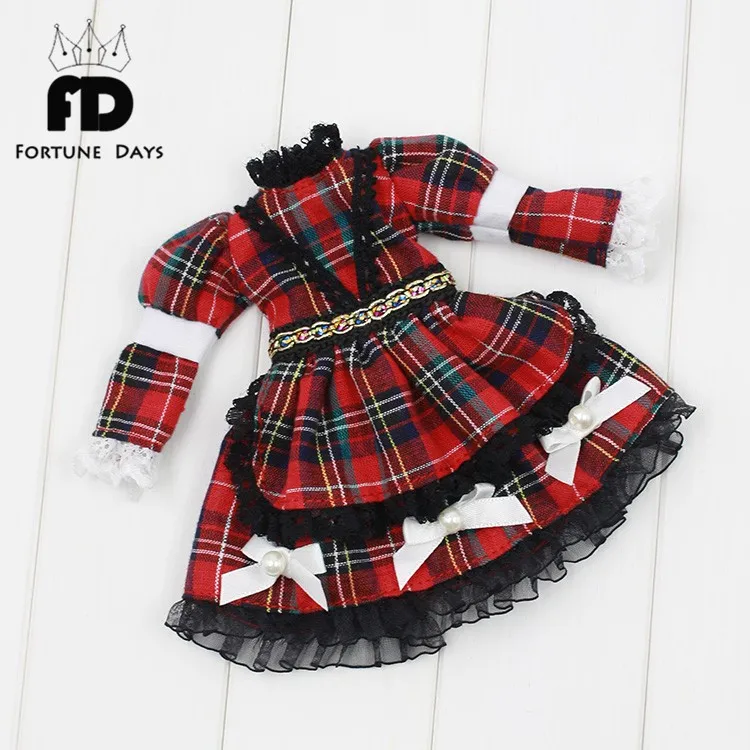 

Blyth Red Check Dress clothes suit Suitable for Doll BJD DIY