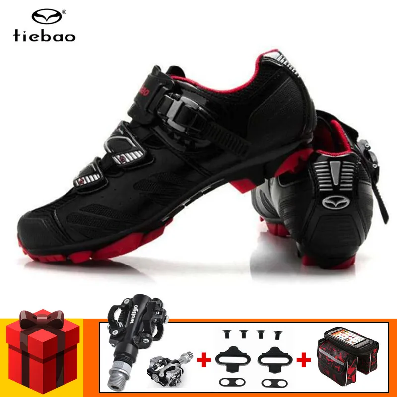 

Tiebao Cycling Shoes add SPD pedals set Racing Mountain Bike Shoes Men Breathable sapatilha ciclismo mtb chaussure vtt sneakers