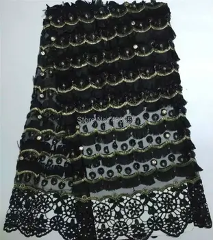 

ADF232 Graceful Beaded Fringing Design with Beads Soft Mesh Lace Fabric High Quality French Net Lace for Party And Wedding Dress