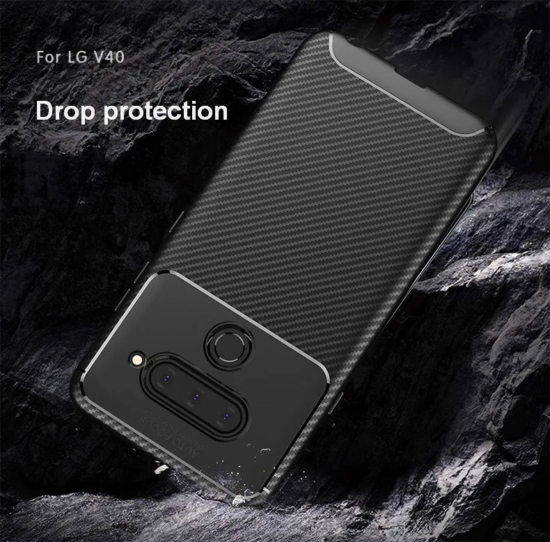 

Case For LG V40 Case Back Cover Fiber Ultra Thin Silicone Soft TPU Phone Capa Funda For Men Male