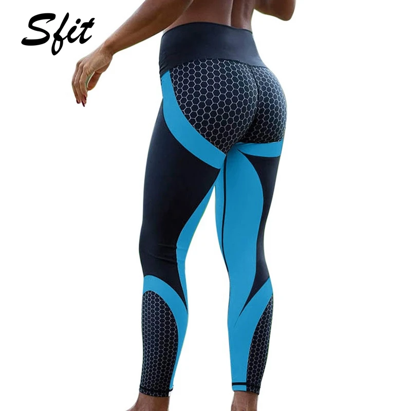 Sfit Honeycomb Printed Yoga Pants Women Push Up