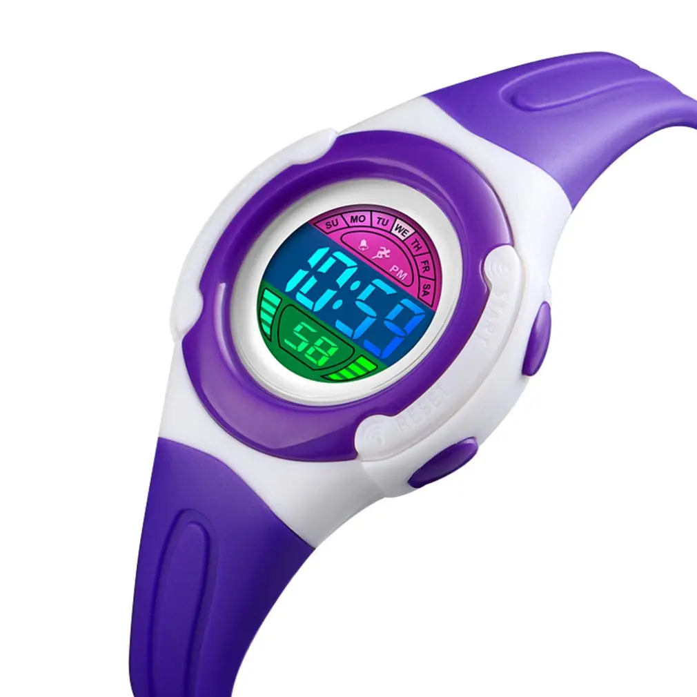 

SKMEI aterproof Sports Children Pu Belt Watch Children Colorful Led Luminous Pu Belt Watch Waterproof Boy