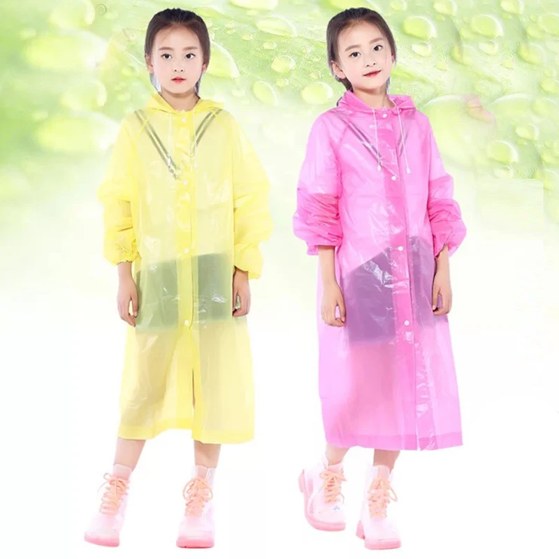 

Raincoat for Children Rain Poncho Cover Girls Boys Rainwear Waterproof Cloaks Transparent Disposable Impermeable Kids Coat