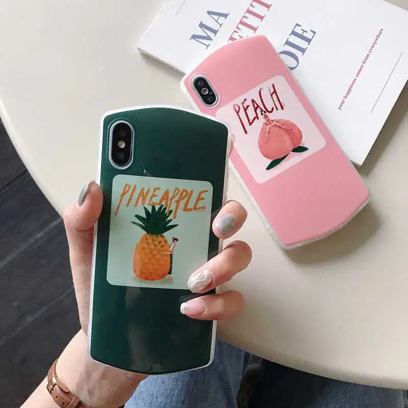 Чехол для телефона Boucho iPhone 7 8 6 6s Plus модный персиковый рисунок ананаса зеленый