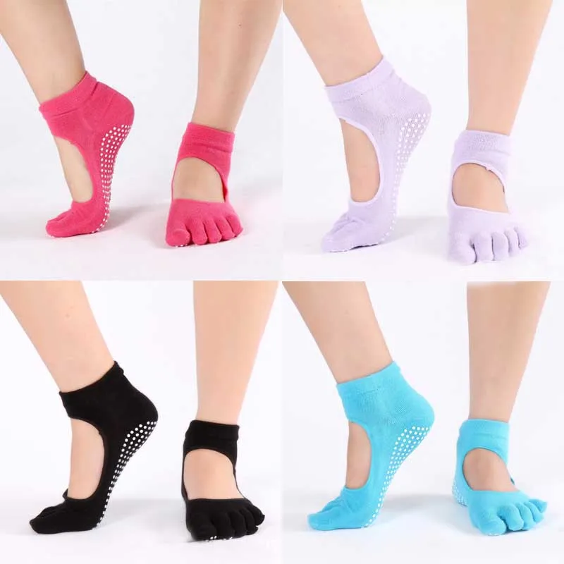 [COSPLACOOL] новые танцевальные короткие носки для пилатеса с низким голенищем, с открытой спиной, женские нескользящие носки с пальцами, полный захват, пять пальцев, Meias