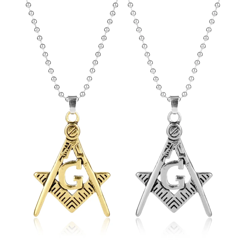 

dongsheng Women Men Jewelry Freemason Masonic Necklaces Charm Bling Compass Masson G Hip Hop Believer Accessories Gift for Fans