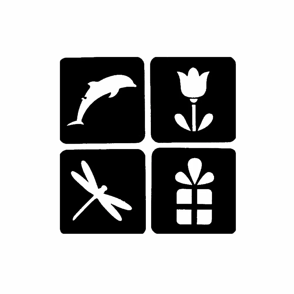1 Sheet Black Color Henna Tattoo Stencil Hollow Dolphin Flower Gift Drawing Design for Women Body Art Tool Tattoo Template G115  (1)