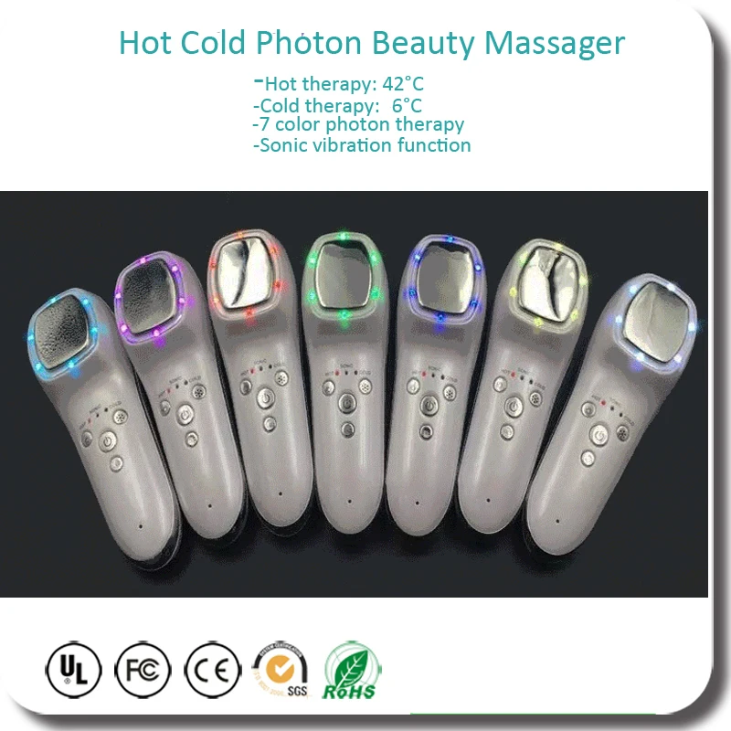 

Ultrasonic Vibration 7 Color Led Photon Rejuvenation Hot Cold Therapy Spot Pigment Acne Removal Shrink Pores Beauty Instrument