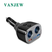VANJEW C28 Soquete do Isqueiro Do Cigarro Do Carro Adaptador De Alimentação Dupla Portas USB Carga Rápida Carregador de Carro DC 12/24 v 2 Plug Soquetes Adaptador