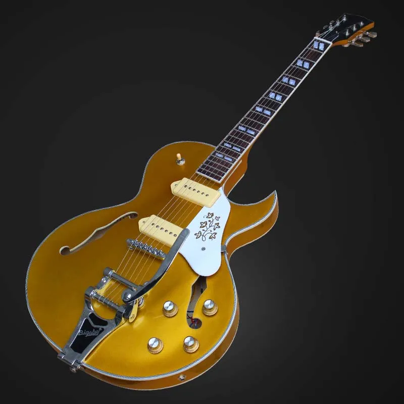 Custom 137 Jazz Semi Hollow Body Electric Guitar With Golden Finished