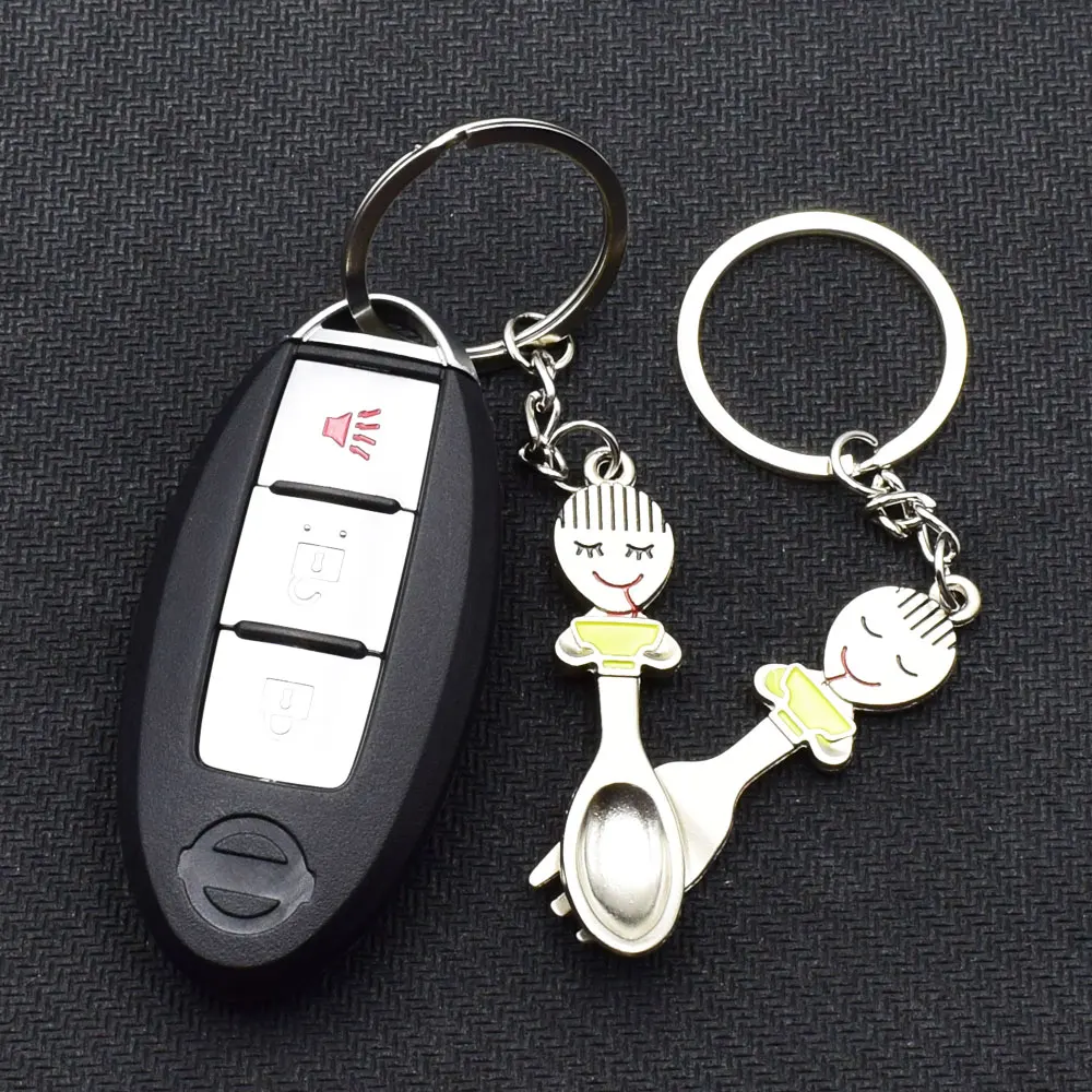

ATOBABI Zinc Alloy Knife+Fork Shape Couples Key Chains Sweethearts Lovely Key Holder Christmas Gift Lovers Key Ring Jewelry