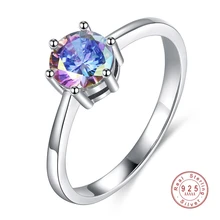 Классические кольца на палец фианит из стерлингового серебра 925 пробы с разноцветными кристаллами для женщин модные свадебные подарок на день Святого Валентина ювелирные изделия anillos