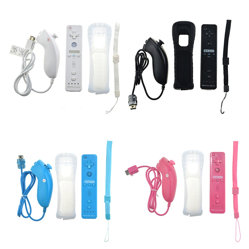 

2 in 1 Wireless Bluetooth Gamepad Contrller Remote Controle Joystick for Nintend Wii U with Silicone Case Accessory