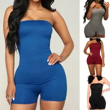 Womail Для женщин Модный комбинезон с открытыми плечами сексуальный комбинезон однотонные вечерние легкий костюм с шортами Однотонная повседневная обувь модные повседневные Dropship j21