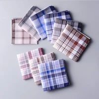 10Pcs/lot SHSEJA Classic Vintage Plaid Stripe Handkerchief Hanky Men Pocket Squares 100% Cotton Business Casual Chest Towel 3