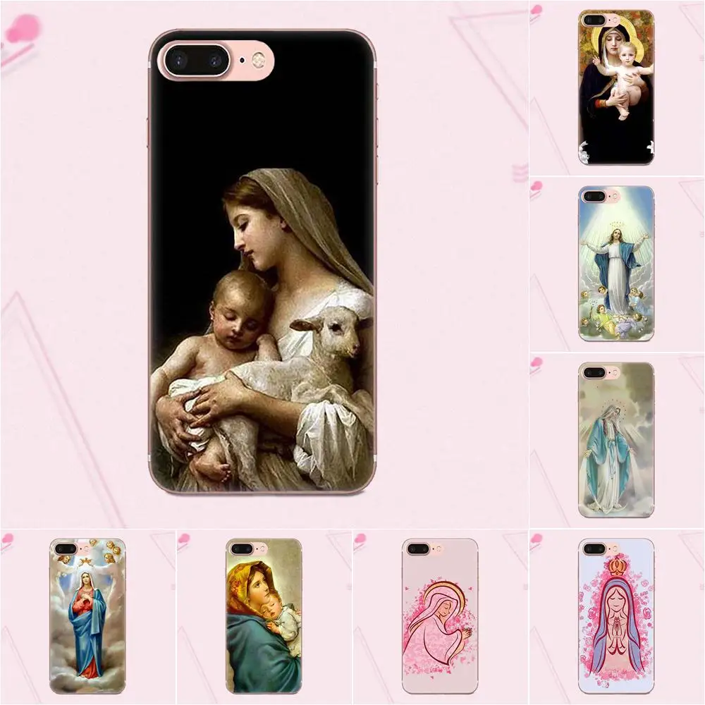 

For Galaxy Alpha Core Prime Note 4 5 8 S3 S4 S5 S6 S7 S8 S9 mini edge Plus Thin TPU Cell Tattoo Statue Virgin Maria