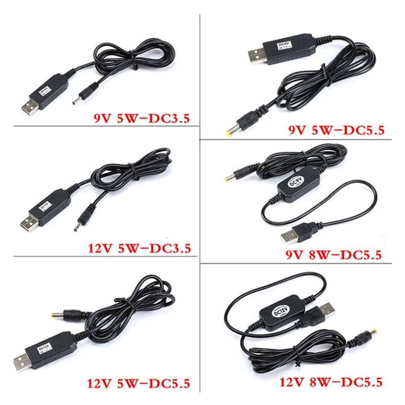 

USB Step Up Cable USB DC 5V to DC 9V DC 12V Step Up Boost Module Converter Adapter Cable 5W 8W 3.5*1.35/5.5*2.1mm Connector Plug
