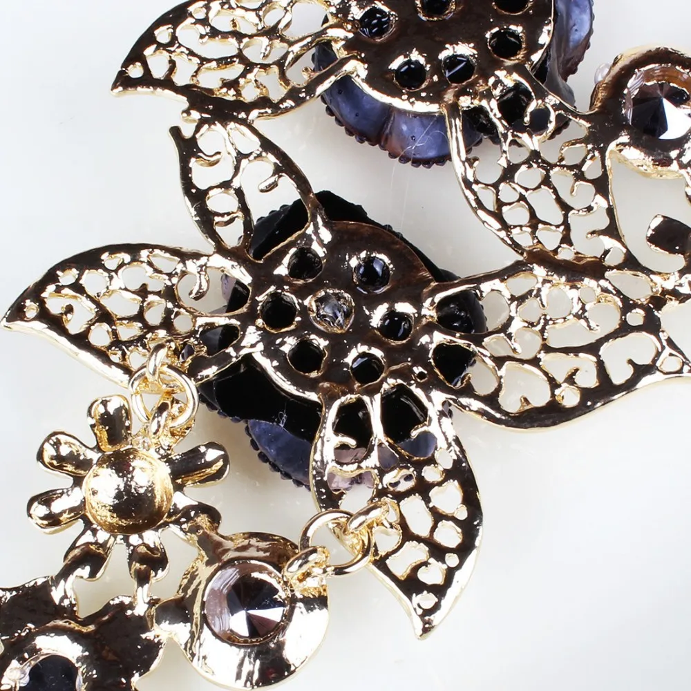 Женский Африканский костюм комплект ювелирных изделий Австрийский Кристалл Цветы цепь кулон ожерелье серьги Ювелирные наборы