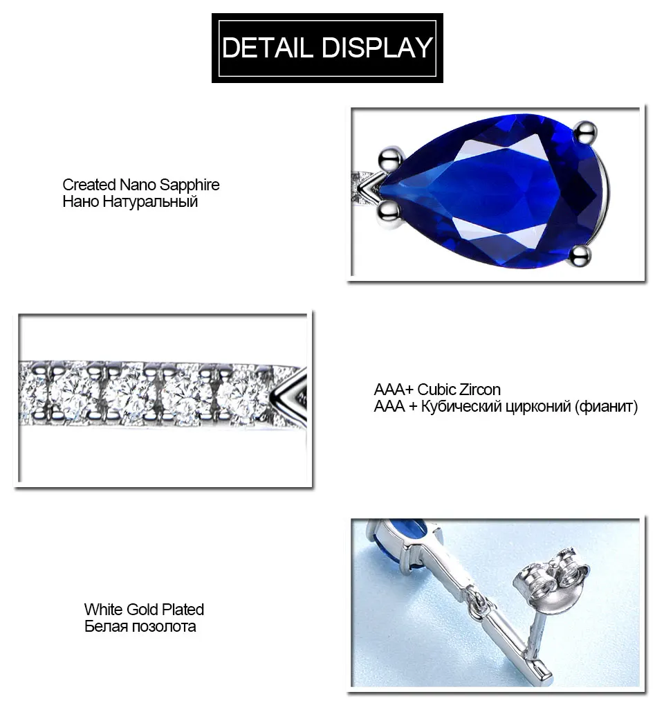 UMCHO серьги из стерлингового серебра 925 пробы с геометрическим рисунком, нано голубой сапфир, висячие серьги для женщин, подарок на день рождения, подвески, качественная бижутерия
