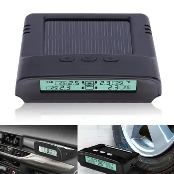 

TPMS Car Tire Pressure Monitoring System Solar Energy LCD Color Display 4 External Sensor Auto Alarm System Car Electronics New