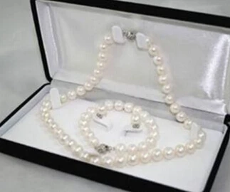 

ddh001302 8-9MM White Akoya Cultured Pearl Necklace Bracelet Earring Set