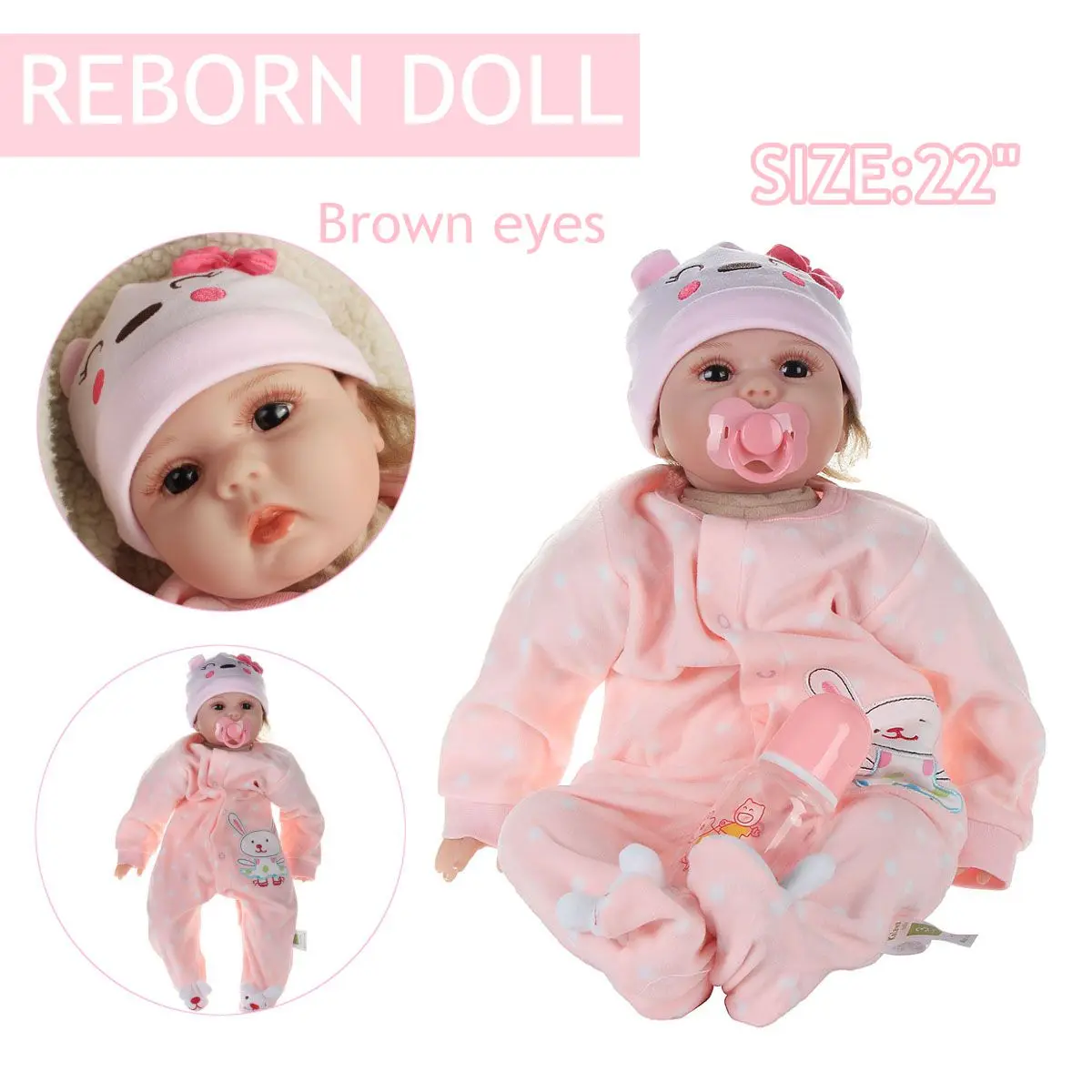 

22" Real bebe- girl doll reborn cotton body silicone newborn baby dolls creative- children gift sleeping dolls eborn bonecas