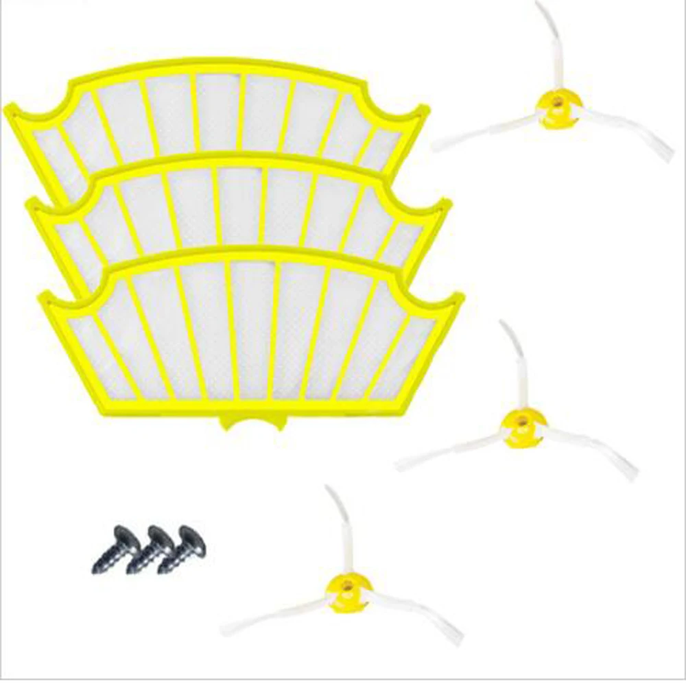 

9 Piece Total Replacement Filter for iRobot Roomba Cleaner Filter and 3 piece iRobot Roomba Cleaner 3 Arms Side Brush & 3 Screws