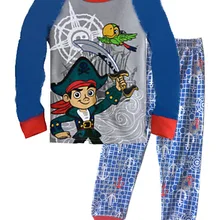 Детские пижамы комплекты одежды из хлопка с длинными рукавами детские пижамы для девочек, пират Джек, спортивный костюм с круглым вырезом и принтом для детей от 2 до 7 лет