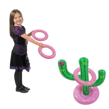 

Pool & Accessorie Inflatable Cactus Shaped Ring Toss Summer Island Beach or Pool Toys Cross Ring Toss Game Set for Kids Adults