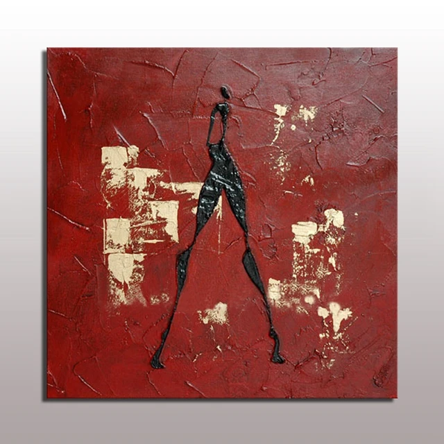 Hand Painted Acrylic Abstract Painting Wall Art Red