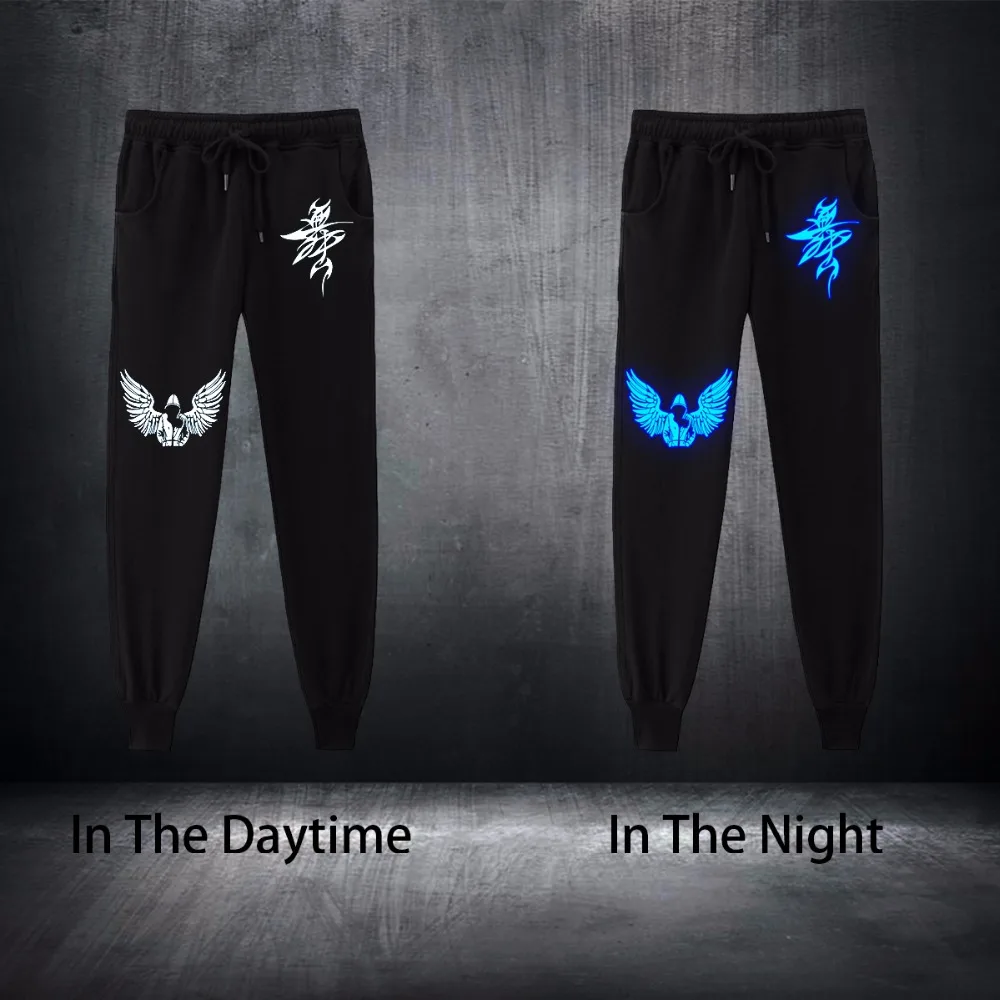 Хлопок Весна/Лето мужские шаровары спортивные брюки для танцев мужские светящиеся тьма призрак танцевальные брюки флуоресцентные хип-хоп брюки