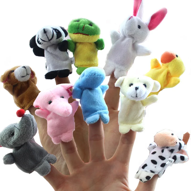 Rosiky 10 шт./компл. горячая Распродажа Мультяшные животные пальчиковые Плюшевые игрушки семейные пальчиковые игрушки детские куклы - Цвет: 10pcs
