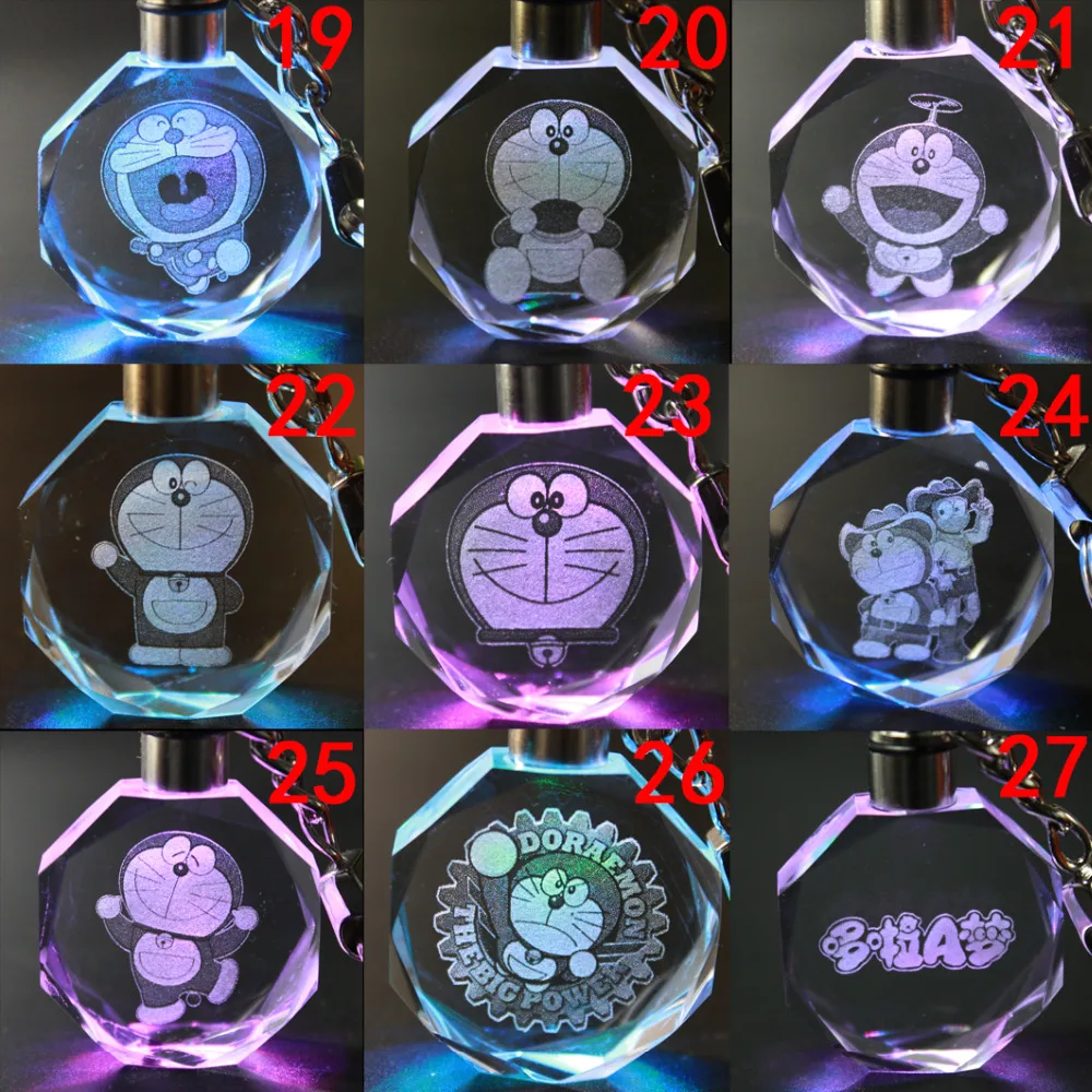 Doraemon милый Кристальный брелок мультяшный аниме блестящий шар Косплей Led для
