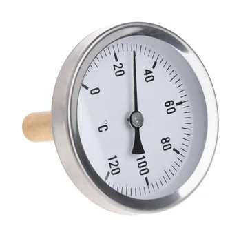 

1pcs 63mm Dial Horizontal Thermometer Aluminum Temperature Gauge Meter Liquid Water