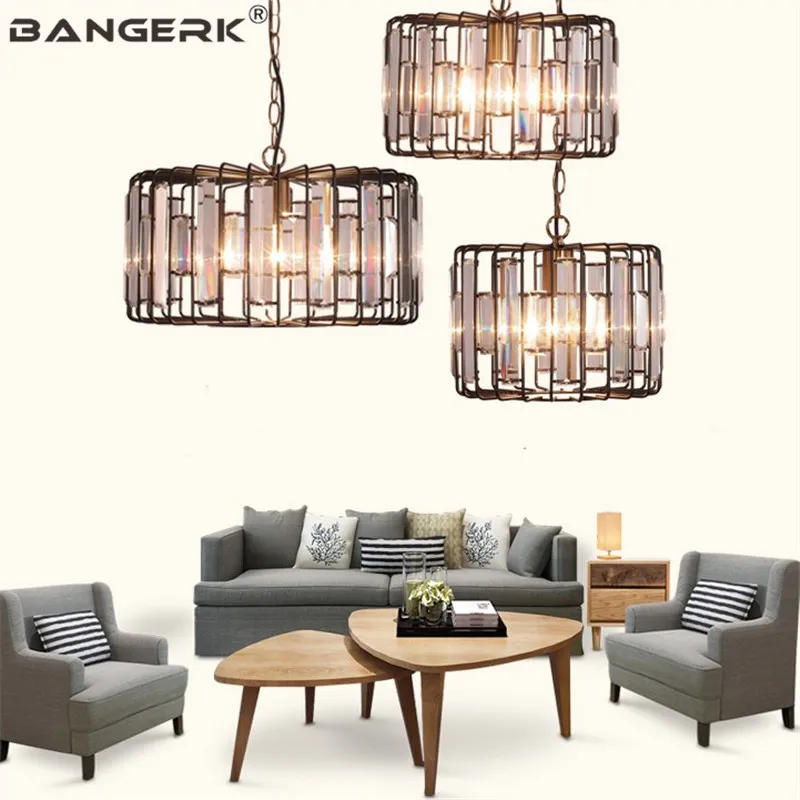 

Simple Modern Crystal Pendant Light LED Lustre Black Iron Hanging Lamp Home Deco Lighting Pendant Dining Room Lights Luminaire