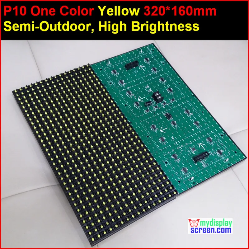 

monochrome p10 one color yellow led module320*160 32*16 hub12,p10 single yellow module,10mm yellow color semi-outdoor led panel