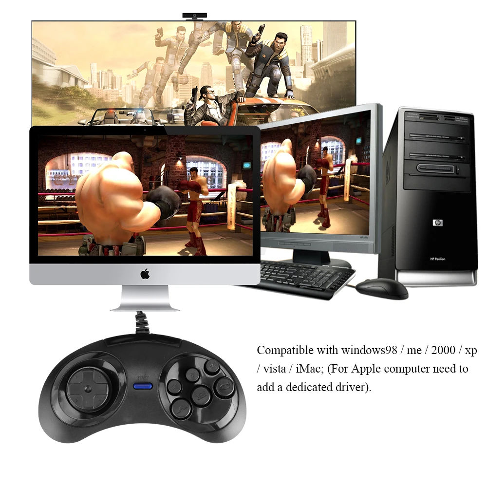 ミニ Usb 有線ゲームパッドジョイスティックセガ Usb クラシックゲームパッド 6 ボタンゲーミングマウスジョイスティック Pc Mac メガドライブコントローラ ゲームパッド Aliexpress