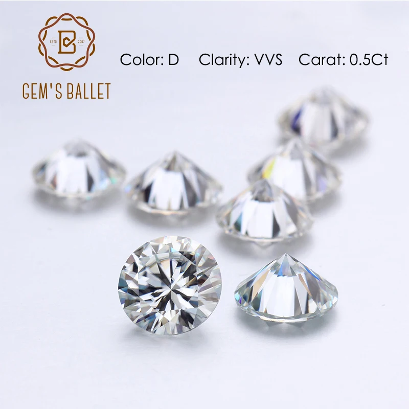 Балет GEM'S 0.5Ct 5 0 мм круглые моиссанитовые свободные драгоценные камни D Цвет VVS