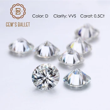 

GEM'S BALLET 0.5Ct 5.0mm Round Moissanite Loose Gemstones D Color VVS Clarity Moissanite for Jewelry Making Fine Jewelry