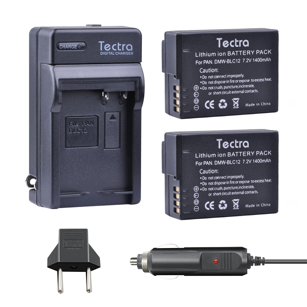 Tectra 2PCS DMW BLC12 BLC12 BATTERY + Digital Charger + Car Plug for