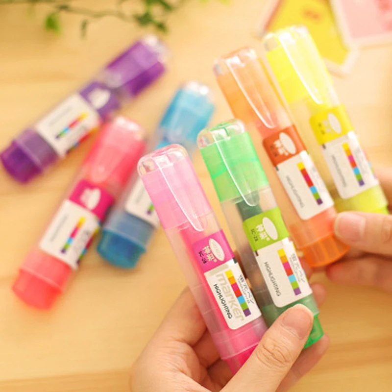 7pcs/lot 11*2.5cm Creative Colorful 7 Color Colorful Ramps Highlighter