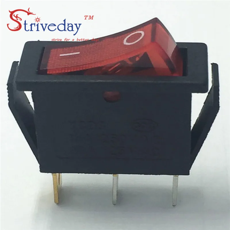 

100pcs/lot Rocker switch KCD3-101N red 3 pin 2 gear KCD3 rocker button switchs 10A Power switch