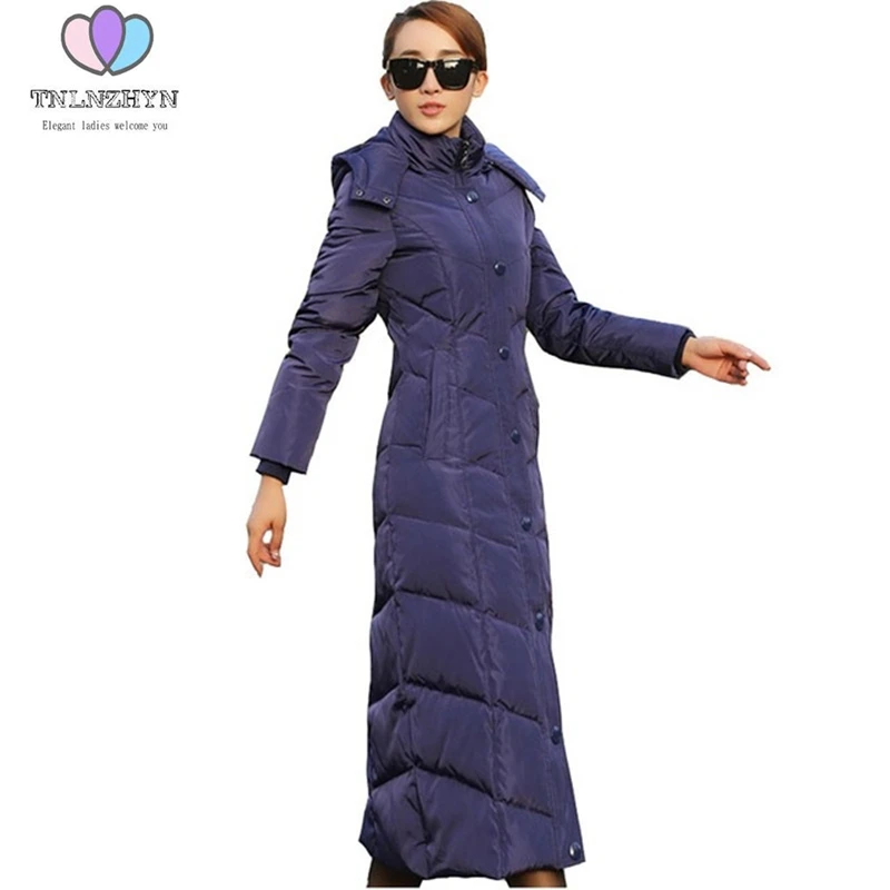 

Winter Down Jackets Female 2019 Thicken Slim Hooded Plus size Duck Down Outerwear High-end Warm Women Long Down Jacket Coats