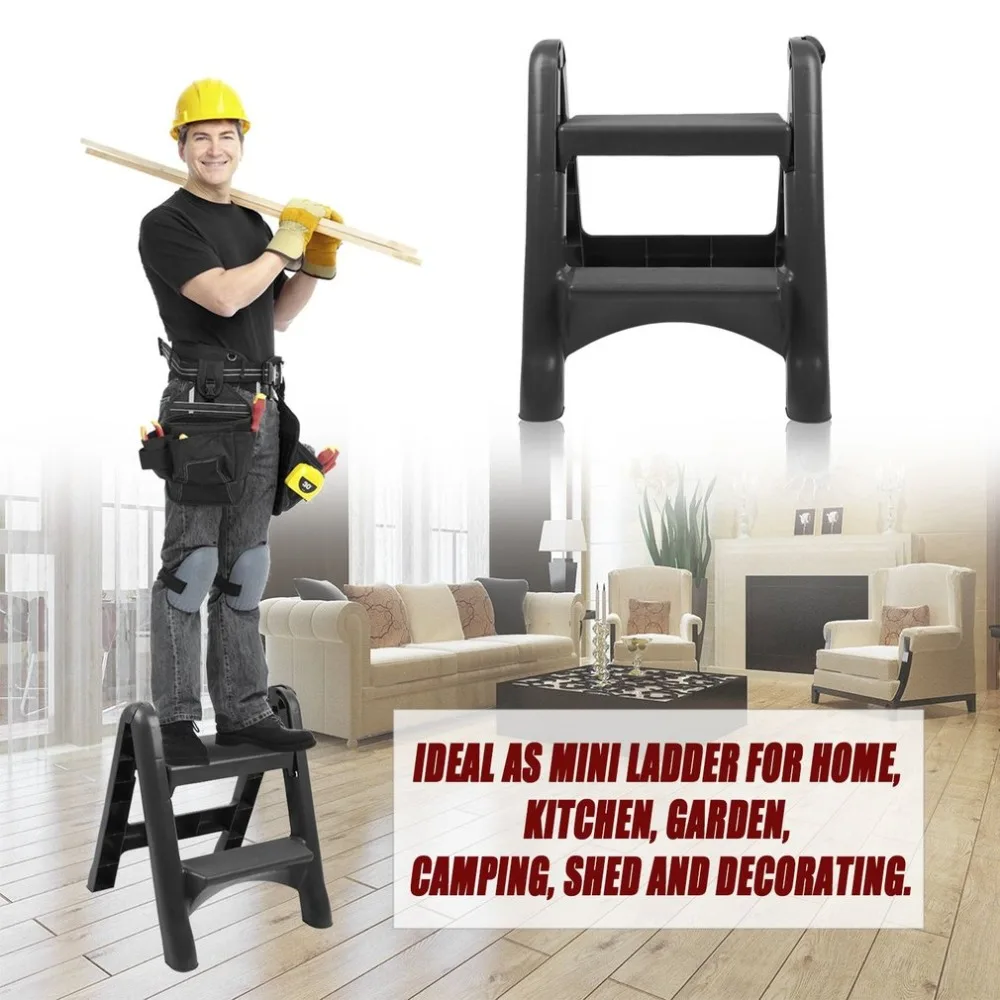 

Household 2-Step Folding Ladder Up To 150kg Slip-Proof Surface Stepladder Multi Purpose Step Ladder Durable Ladder Domestic Tool