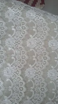 

1.5 Meters width high quality handmade cording eyelash lace trimming and lace fabric material for wedding gowns dress-making
