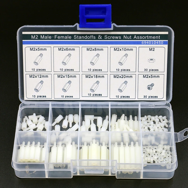 

140pcs High Quality M2 Nylon Hex Spacers standoff / Screws/ Nuts Assorted Kit